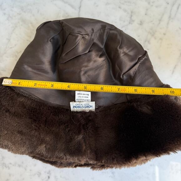 Nordstrom Faux Fur Cloche Hat Chocolate Brown Fall Winter Made in Italy - Picture 10 of 11